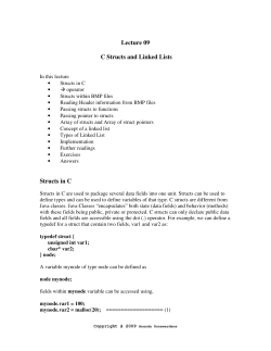 Lecture 09 C Structs and Linked Lists Structs in C