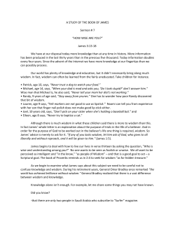 A STUDY OF THE BOOK OF JAMES Sermon # 7 &ldquo;HOW WISE ARE