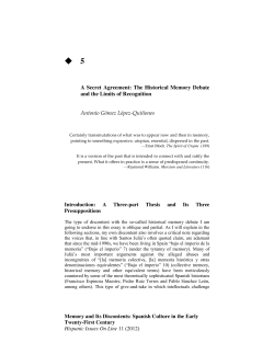 Memory and Its Discontents: Spanish Culture in the Early Twenty