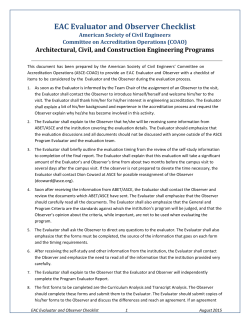 EAC Evaluator and Observer Checklist