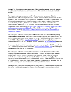 Q. My APPR plan relies upon the comparison of district performance
