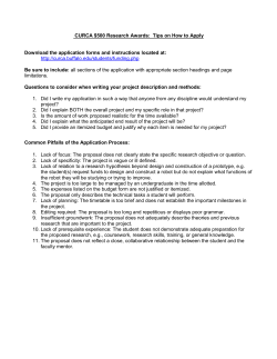 Application Do`s, Don`ts, and Sample Budgets