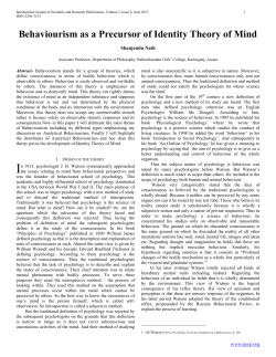 Behaviourism as a Precursor of Identity Theory of Mind