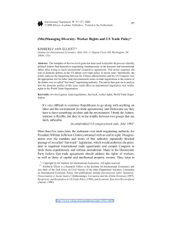 Paper: (Mis)Managing Diversity: Worker Rights and US Trade Policy