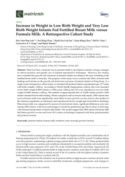 Increase in Weight in Low Birth Weight and Very Low Birth