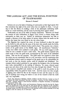 The Lanham Act and the Social Function of Trade-Marks