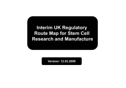 Interim UK Regulatory Route Map for Stem Cell Research and