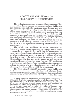 A NOTE ON THE PERILS OF PROSPERITY IN HERODOTUS