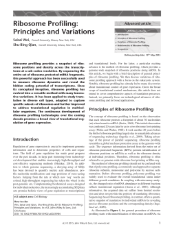 "Ribosome Profiling: Principles and Variations" in - Shu