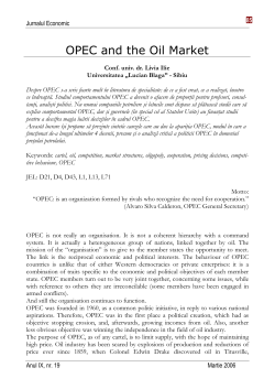 OPEC and the Oil Market - Romanian Economic Journal