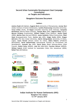 Urban SDG Campaign Bangalore Outcome Document Goal 11