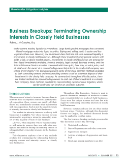 Business Breakups: Terminating Ownership Interests in Closely