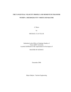 The Tangential Velocity Profile of a Microgravity, Vortex Separator