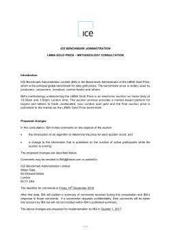 ICE BENCHMARK ADMINISTRATION LBMA GOLD PRICE