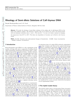 Rheology of Semi-dilute Solutions of Calf