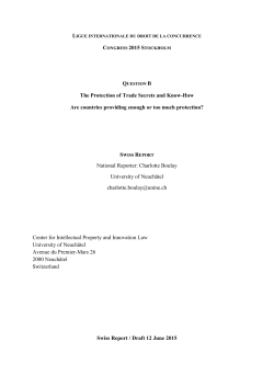 The Protection of Trade Secrets and Know