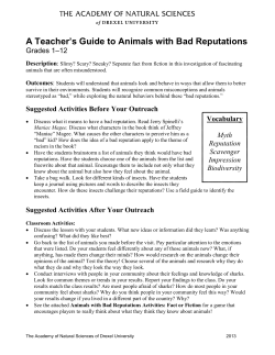 A Teacher`s Guide to Animals with Bad Reputations