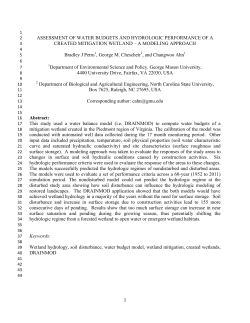 ASSESSMENT OF WATER BUDGETS AND HYDROLOGIC