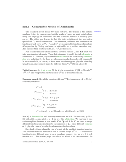 mar.1 Computable Models of Arithmetic