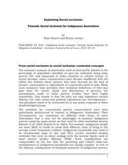 Explaining Social exclusion: Towards Social Inclusion for
