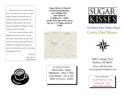 Carry Out Menu - Sugar Kisses Bakery