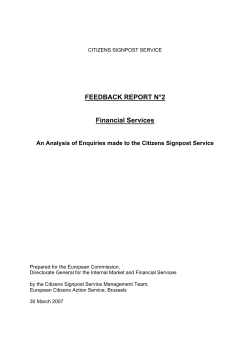 FEEDBACK REPORT N&deg;2 Financial Services