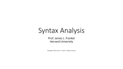 Syntax Analysis - Harvard University