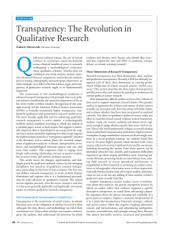 Transparency: The Revolution in Qualitative Research