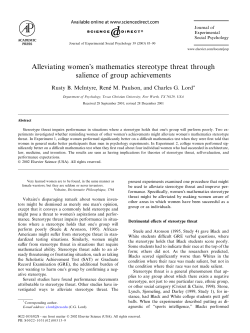 Alleviating women`s mathematics stereotype threat through salience