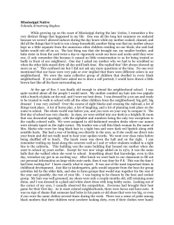 Mississippi Native Yolanda Armstrong Bayless While growing up on