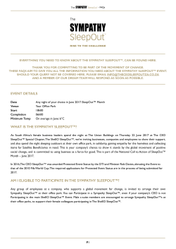 EVENT DETAILS WHAT IS THE SYMPATHY SLEEPOUT&trade;? AM I
