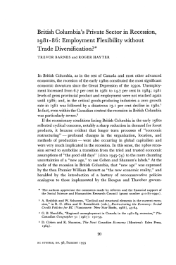 British Columbia`s Private Sector in Recession, 1981-86
