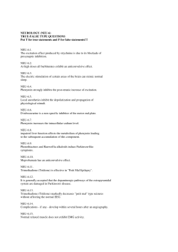 NEUROLOGY (NEU-6) TRUE-FALSE TYPE QUESTIONS Put T for