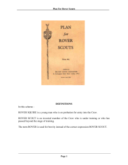 DEFINITIONS In this scheme - ROVER SQUIRE is a young man who