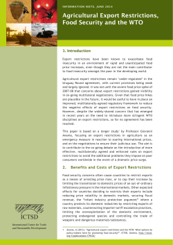 Agricultural Export Restrictions, Food Security and the WTO