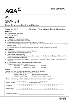 AS Spanish Specimen question paper Paper 1