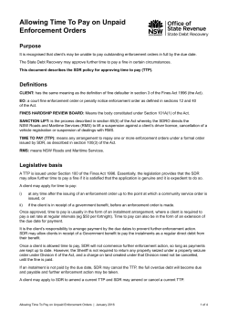 Allowing time to pay on unpaid enforcement orders