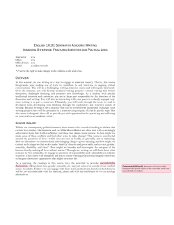 english 1010: seminar in academic writing - First