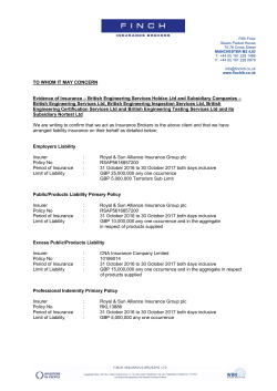 TO WHOM IT MAY CONCERN Evidence of Insurance &ndash; British