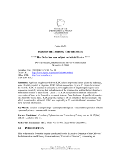 INQUIRY REGARDING ICBC RECORDS **** This Order has been