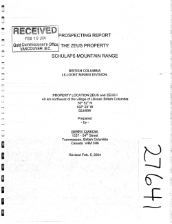 ROSPECTING REPORT .. A HE ZEUS PROPERTY LAPS
