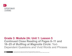 Grade 3 ELA Module 2A, Unit 1, Lesson 5