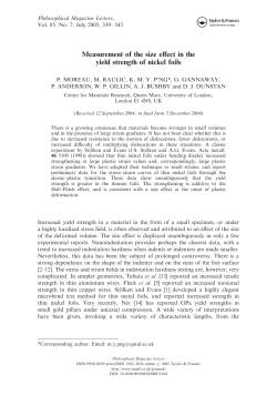 Measurement of the size effect in the yield strength