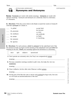 Synonyms and Antonyms