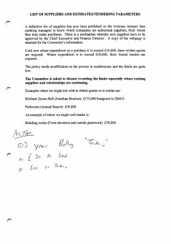 LIST OF SUPPLIERS AND ESTIMATES/TENDERING