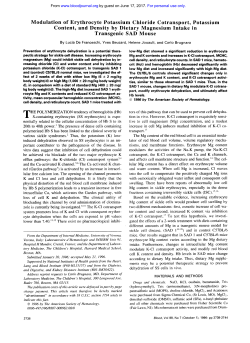 Modulation of Erythrocyte Potassium Chloride