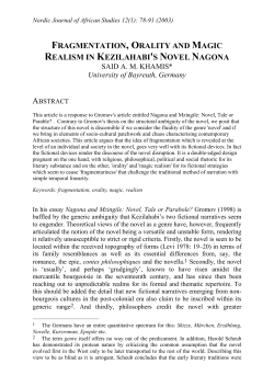 fragmentation, orality and magic realism