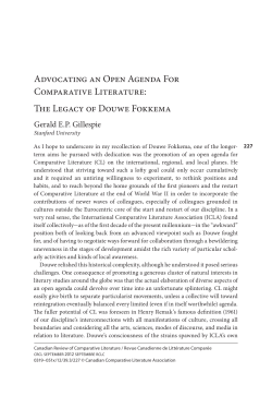 Advocating an Open Agenda For Comparative Literature: The