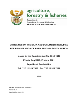 GUIDELINES ON FARM FEEDS REGISTRATION REQUIREMENTS