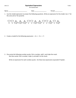 Equivalent Expressions ISBE Pre-asmt